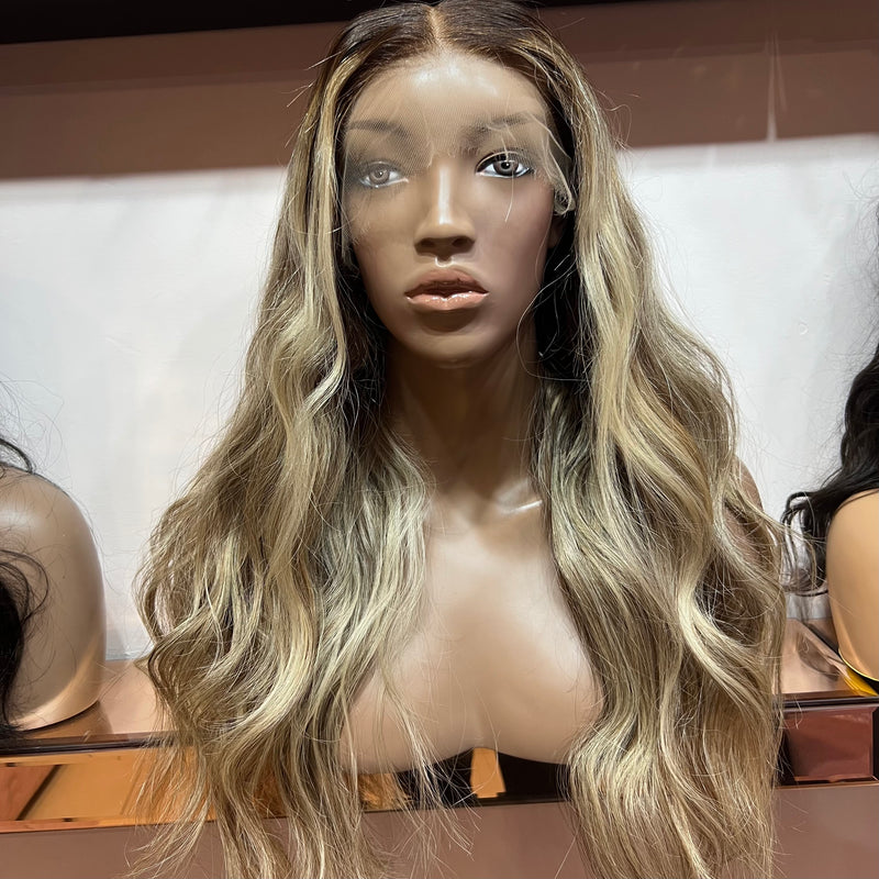 Luxury Blonde Custom Colour - 20" inch Body Wave Frontal Lace Wig - Transparent HD Lace 307