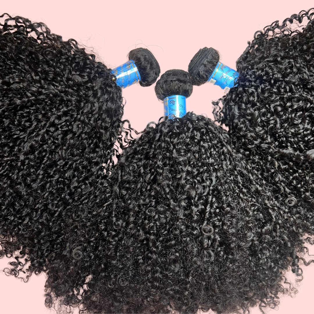 Virgin Brazilian Human Hair Bundle Extensions 4b 4c Afro Kinky Curly