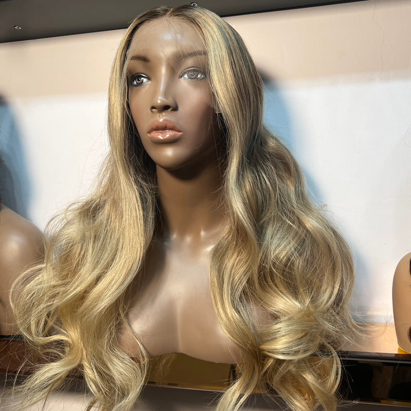 Luxury Blonde Custom Colour - 20" inch Body Wave Frontal Lace Wig - Transparent Lace 231