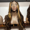 Luxury Brown Highlights Custom Colour - 20" inch Body Wave Frontal Lace Wig - Transparent Lace 263