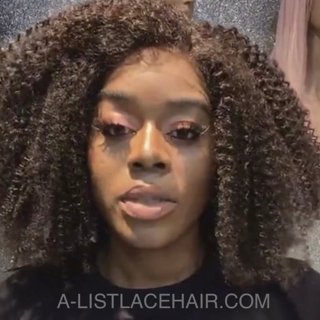 Kinky Afro Curly glueless lace front wig by a list lace hair. 