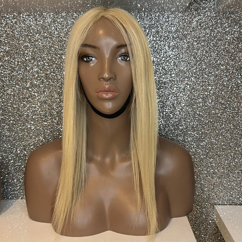 Blonde Colour #60 - 14" inch Silky Straight Frontal Lace Wig - Transparent Lace - Lace Cut (£80 off)