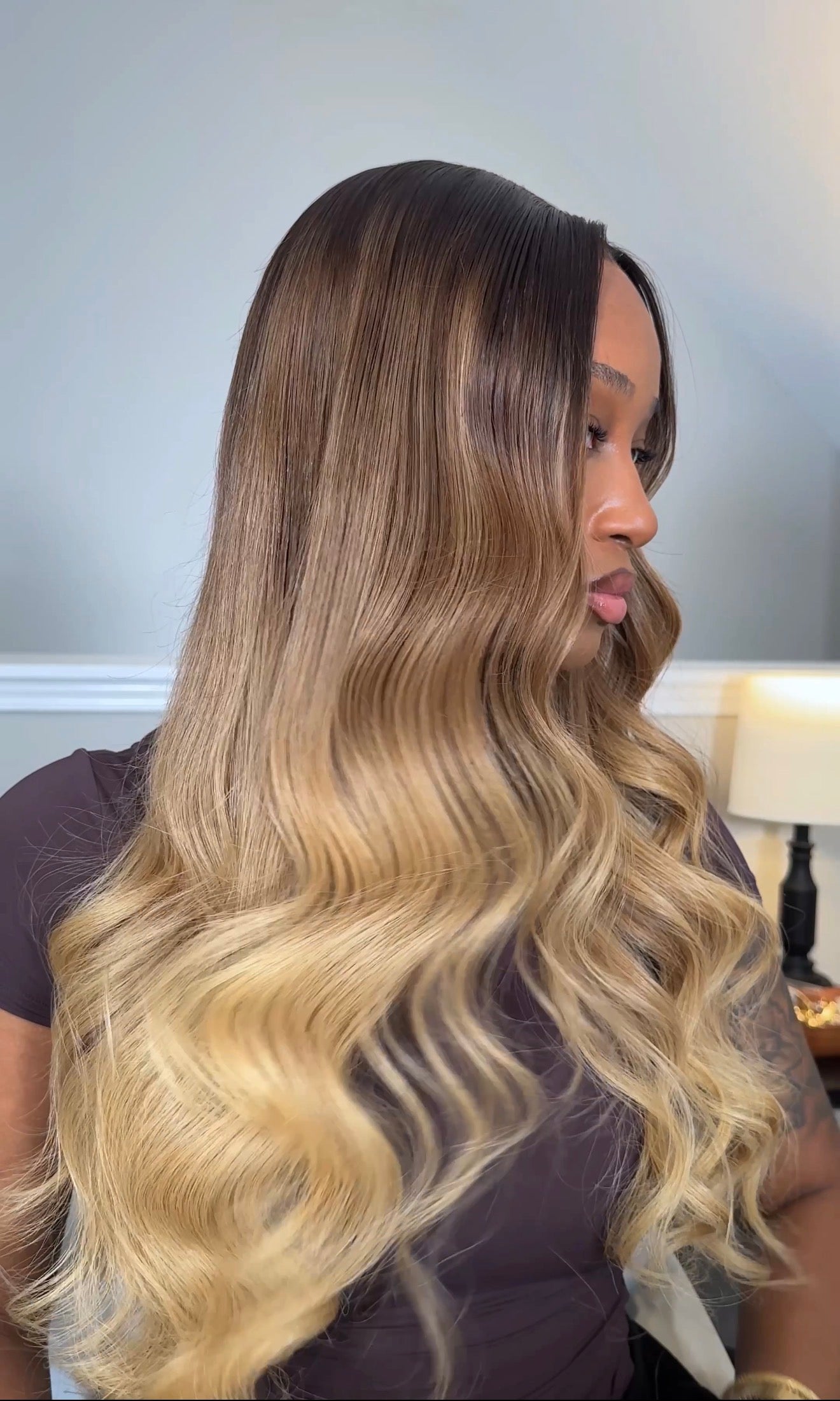 The SIENNA – Luxury Honey Blonde Balayage  – HD Lace Frontal Wig