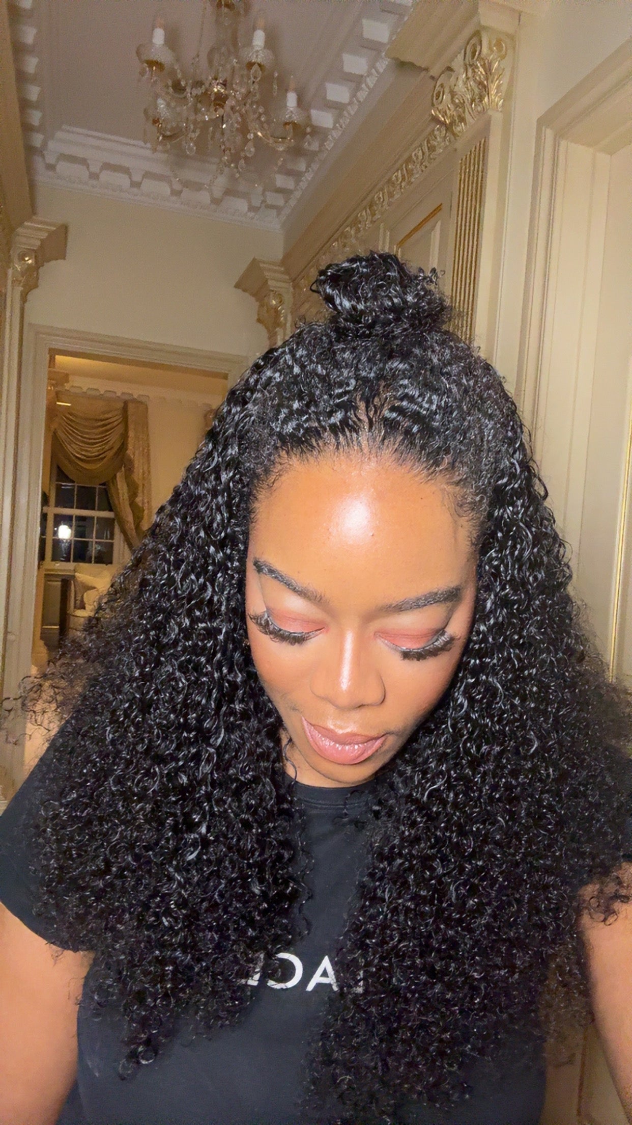 The CHILLI - Half Wig Human Hair Curly Wig.  Glueless Wigs Ready to Go Seamless Flip Over Drawstring Clip in No Sew In