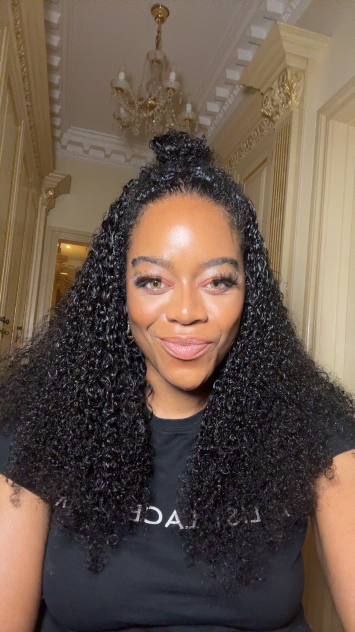 The CHILLI - Half Wig Human Hair Curly Wig.  Glueless Wigs Ready to Go Seamless Flip Over Drawstring Clip in No Sew In