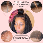 The HALIMA - 4c Edges Kinky Straight Human Hair Glueless HD Lace Front Wig