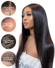 The NAOMI Silky Straight Glueless HD Lace Wig – Pre-Plucked Virgin Hair Wig