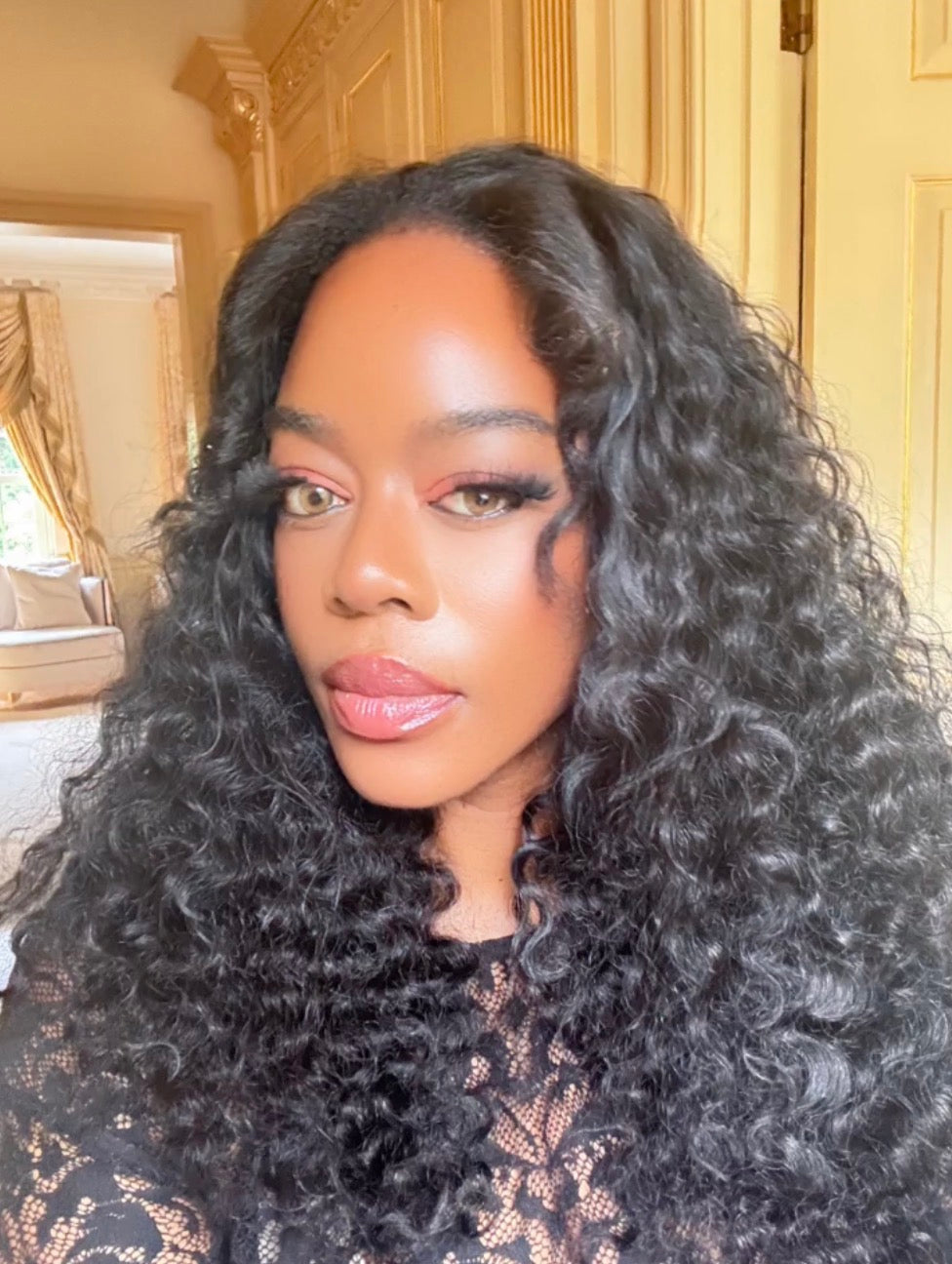 The NINA - Half Wig Human Hair Deep Wave Wig. Glueless Wigs Ready to Go Seamless Flip Over Drawstring Clip in No Sew In