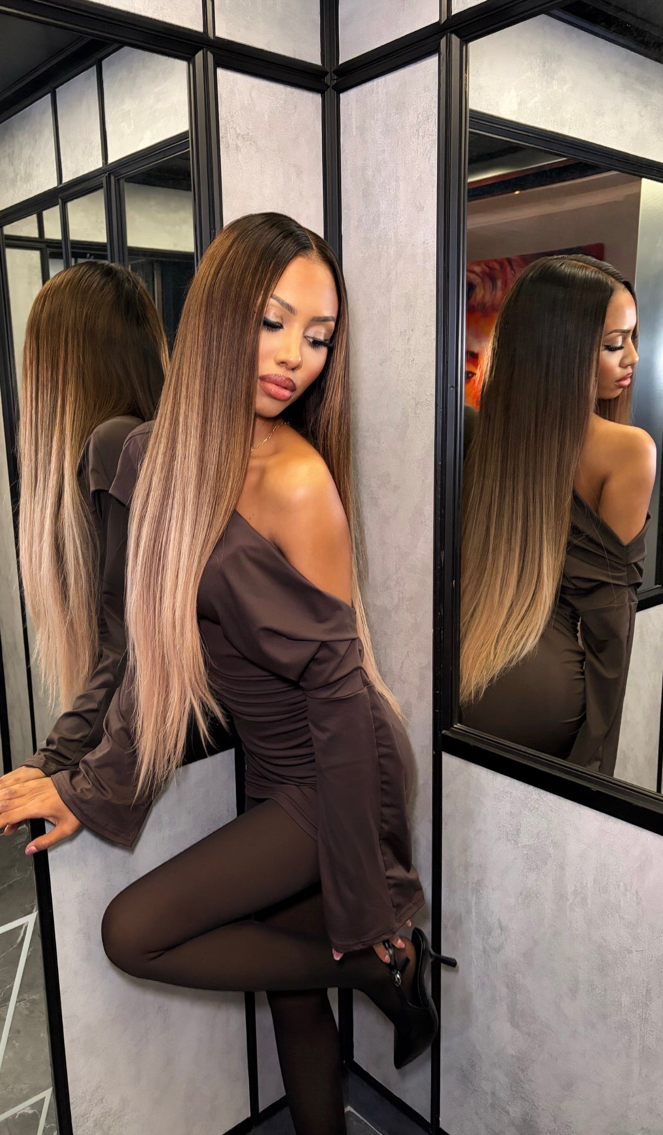 The CANDACE - Luxury Radiant Brown with Blonde Balayage - Body Wave Frontal Lace Wig - HD Lace