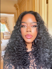The NINA - Half Wig Human Hair Deep Wave Wig. Glueless Wigs Ready to Go Seamless Flip Over Drawstring Clip in No Sew In