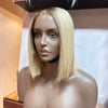 Blonde Colour #60 with Light Brown Roots - Bob Silky Straight Frontal Lace Wig - Transparent Lace - Lace Cut (£150 off)
