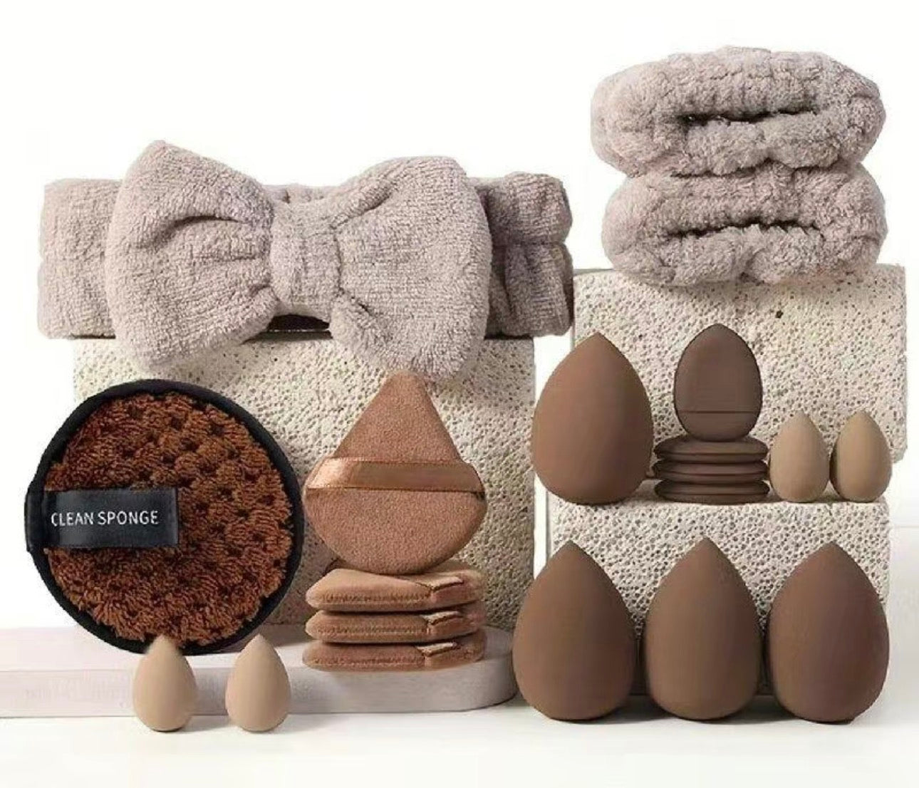 Face Makeup Tool Set, Portable Travel Facial Makeup Blending Brush & Cleansing Tool Kit