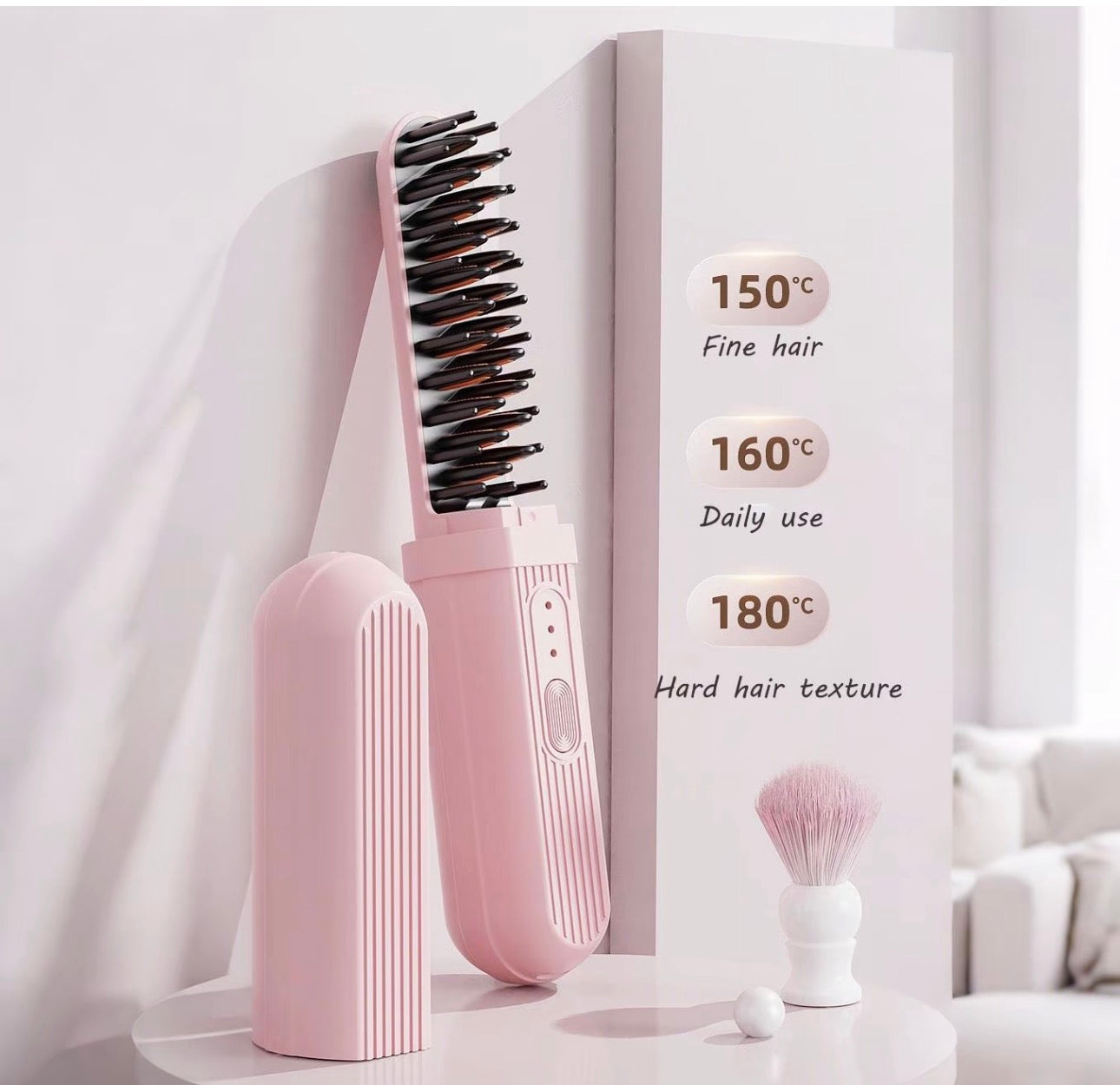 Wireless Hair Straightener Brush, Cordless Hair Straightener