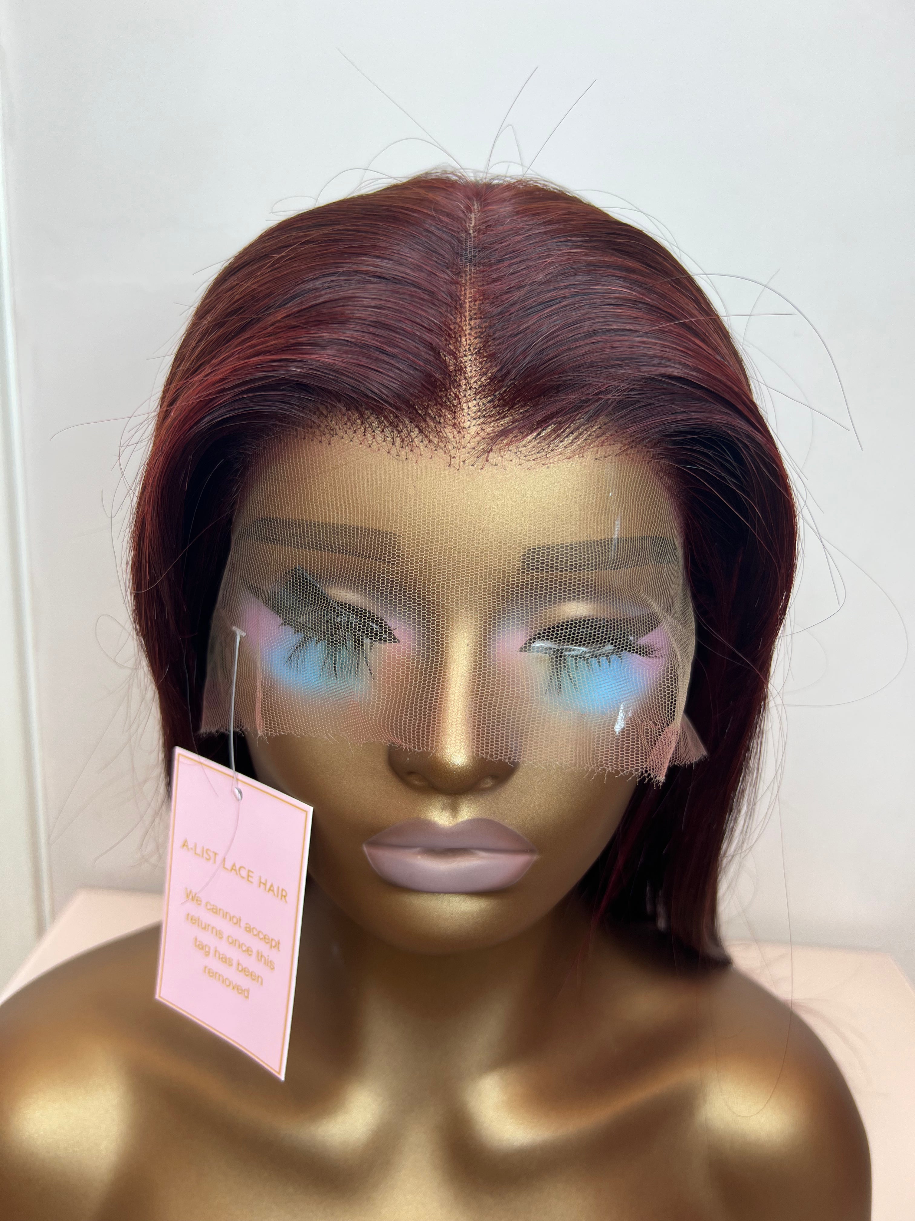 The MARIAH - Luxury Straight Burgundy Plum Red - HD Lace Frontal Wig