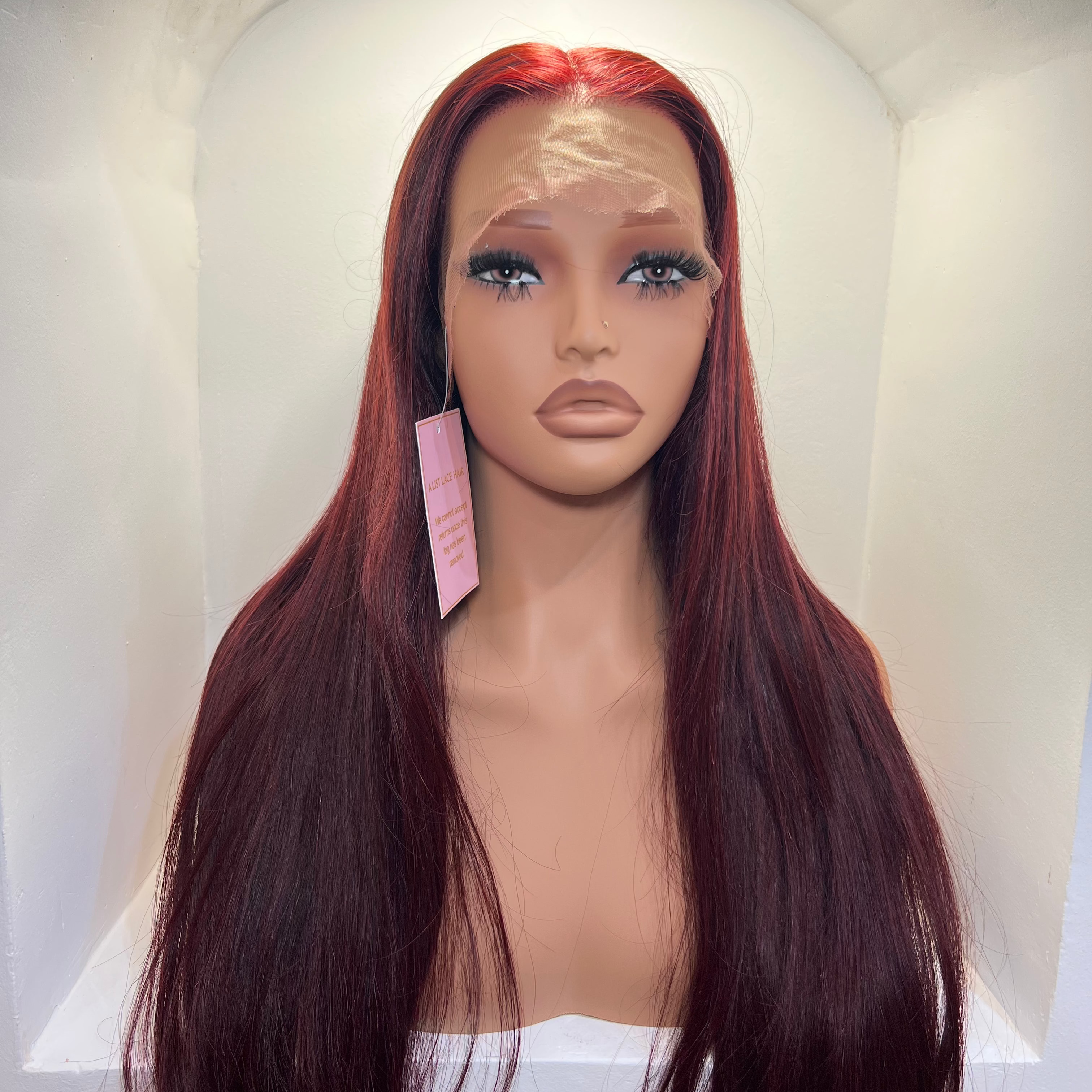 The MARIAH - Luxury Straight Burgundy Plum Red - HD Lace Frontal Wig