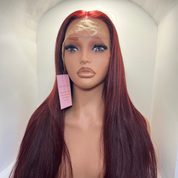 The MARIAH - Luxury Straight Burgundy Plum Red - HD Lace Frontal Wig