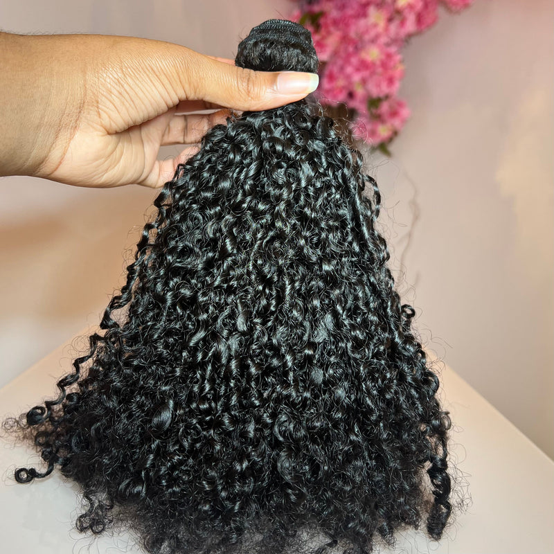 Virgin Brazilian Human Hair Bundle Extensions - 4b 4c Afro Kinky Curly