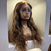 The Camille - Luxury Chestnut Brown with Blonde Highlights - Natural Wave Wig