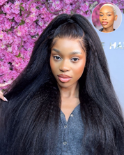 The AMARACHI - Natural Kinky Straight Glueless 13x6 HD Lace Frontal Wig 100% Human Hair