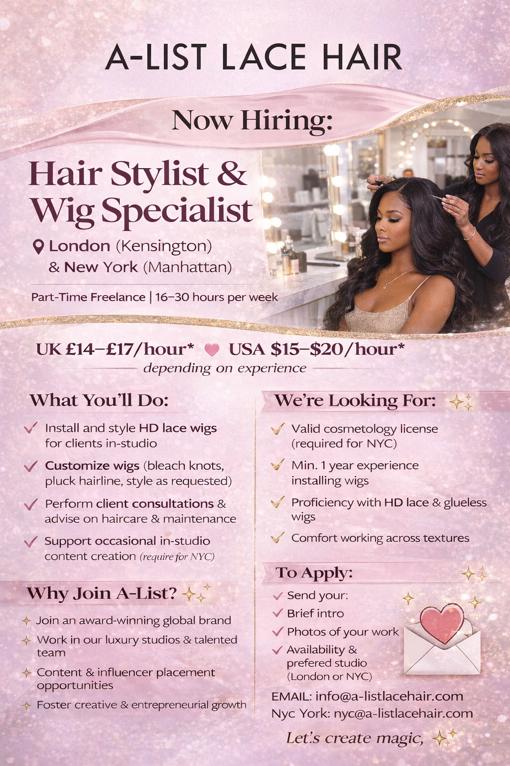 Hair Stylist &amp; Wig Specialist (London + NYC)