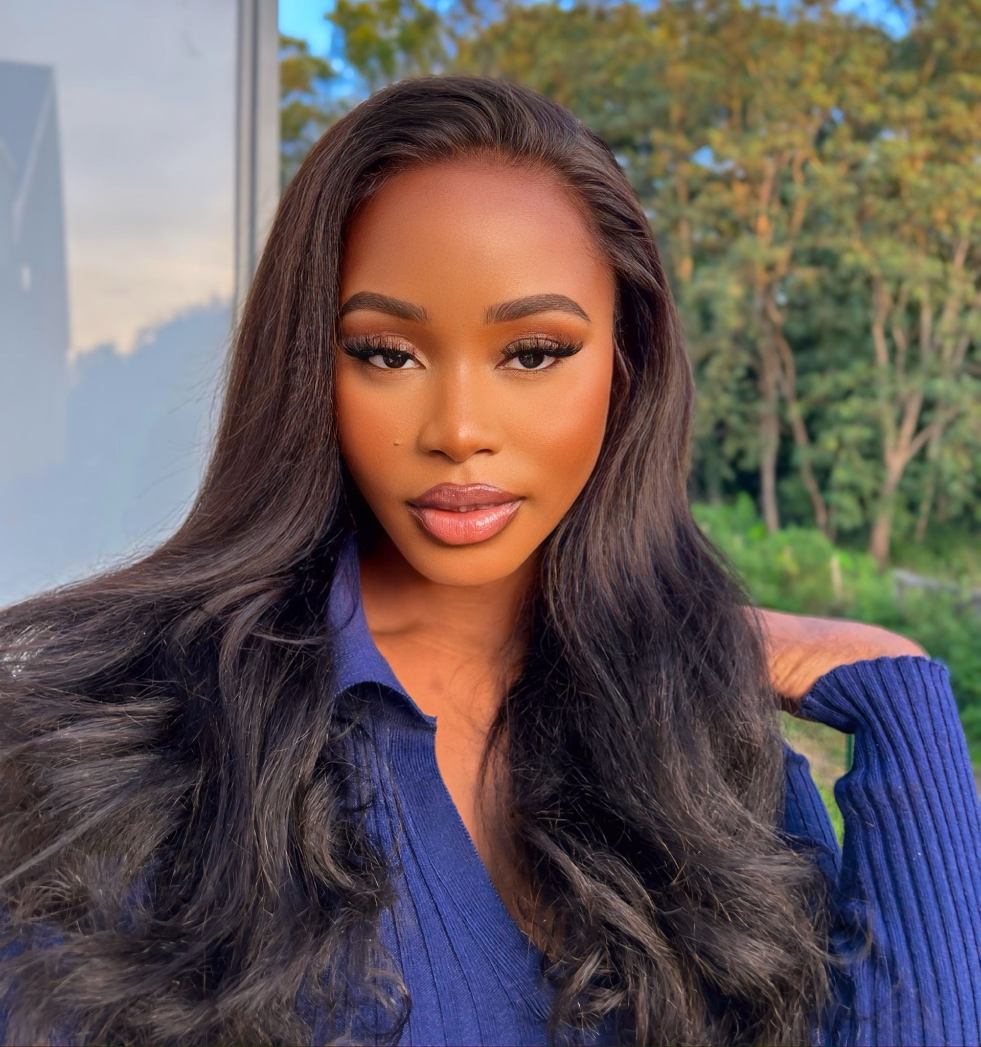 Glueless Wig Yaki Human Hair Lace Wig Yaki Bob Wig With Bangs