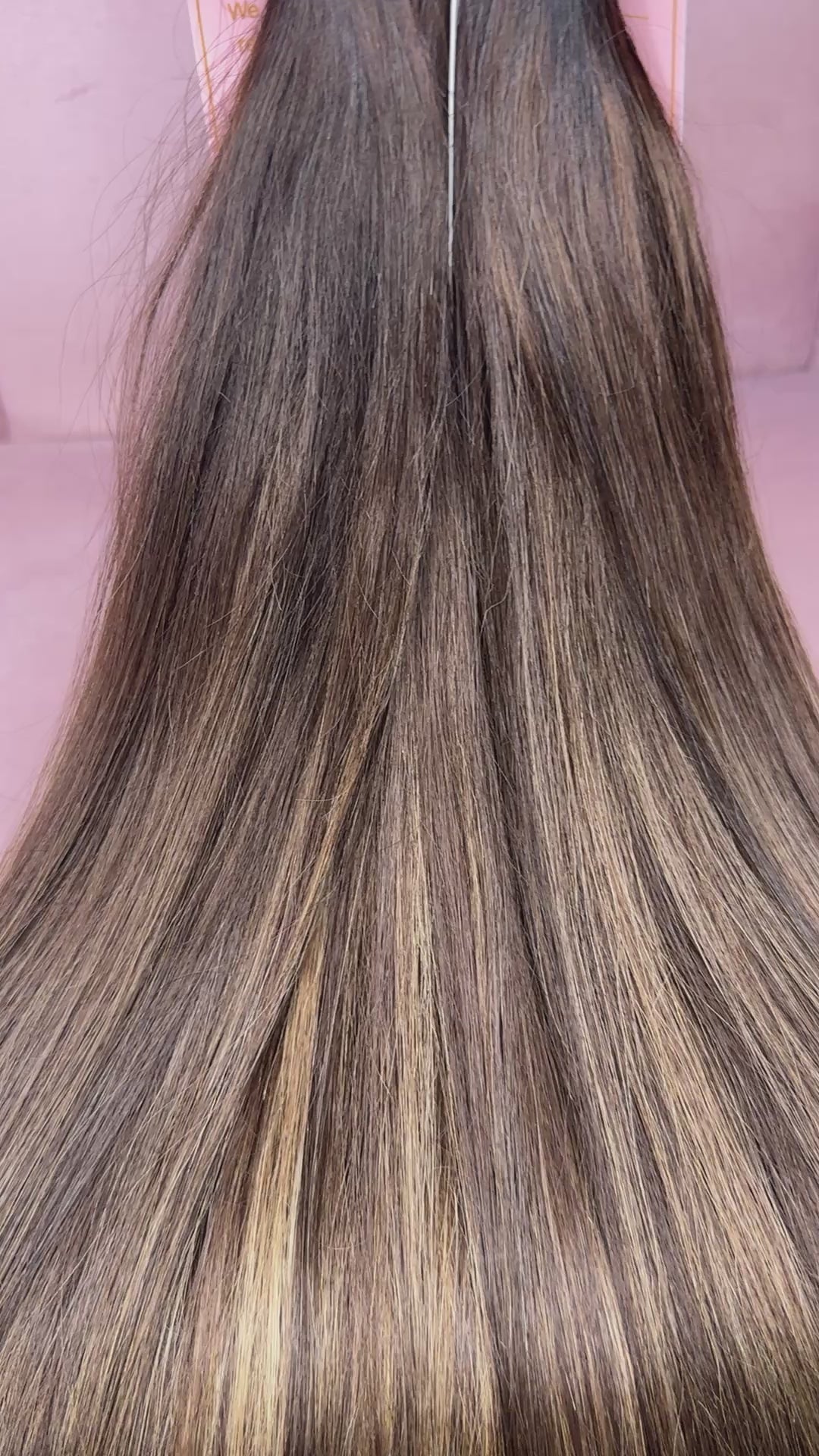 Chestnut Brown Balayage Pre Coloured Virgin Human Hair Bundle Extensions - Silky Straight