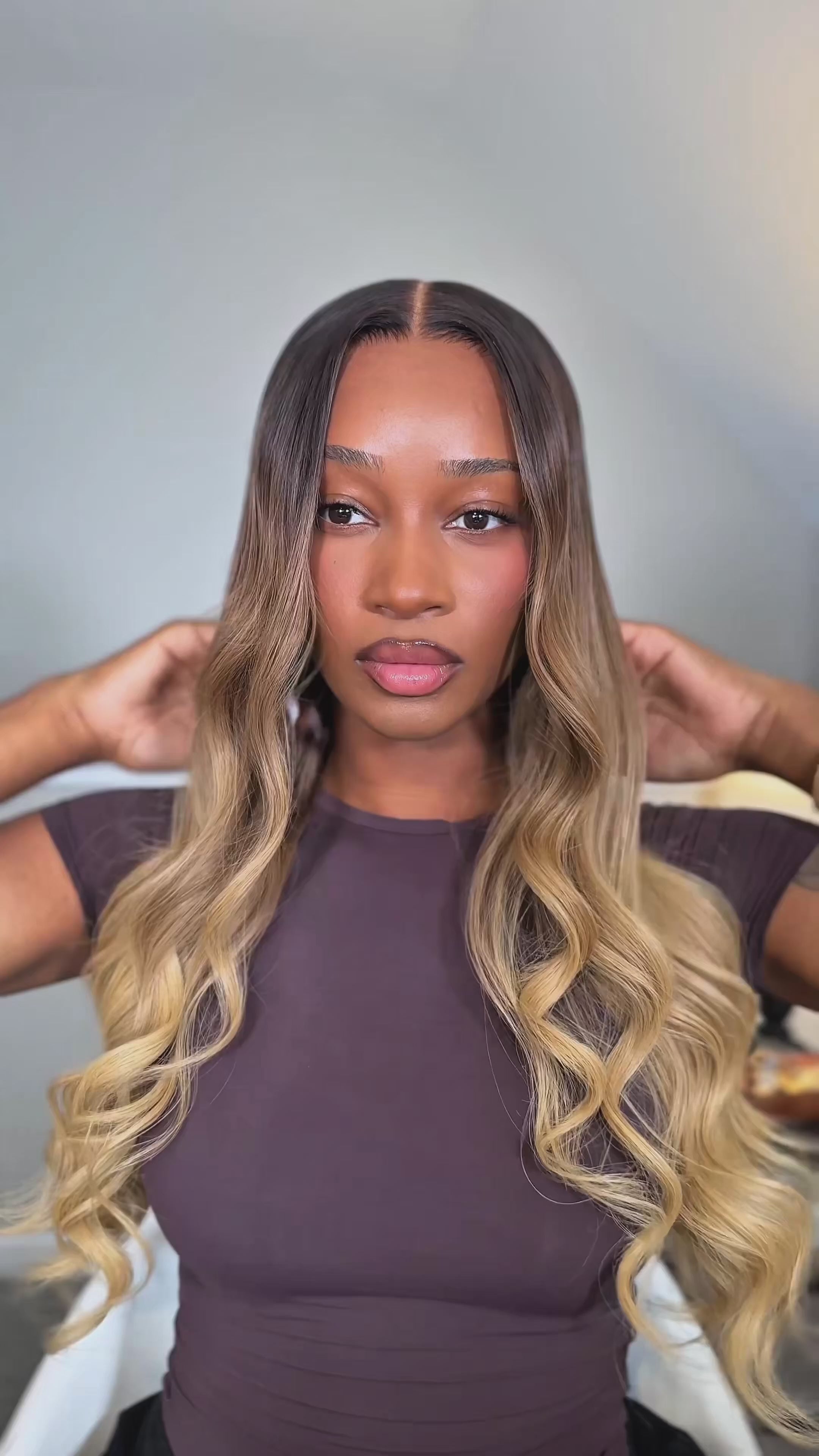 The SIENNA – Luxury Honey Blonde Balayage  – HD Lace Frontal Wig