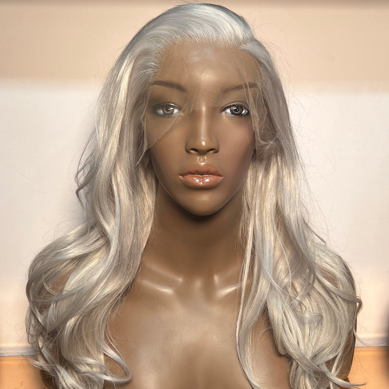 Ice Silver Grey - 16" inch Body Wave Frontal Lace Wig - Transparent Lace 60-1