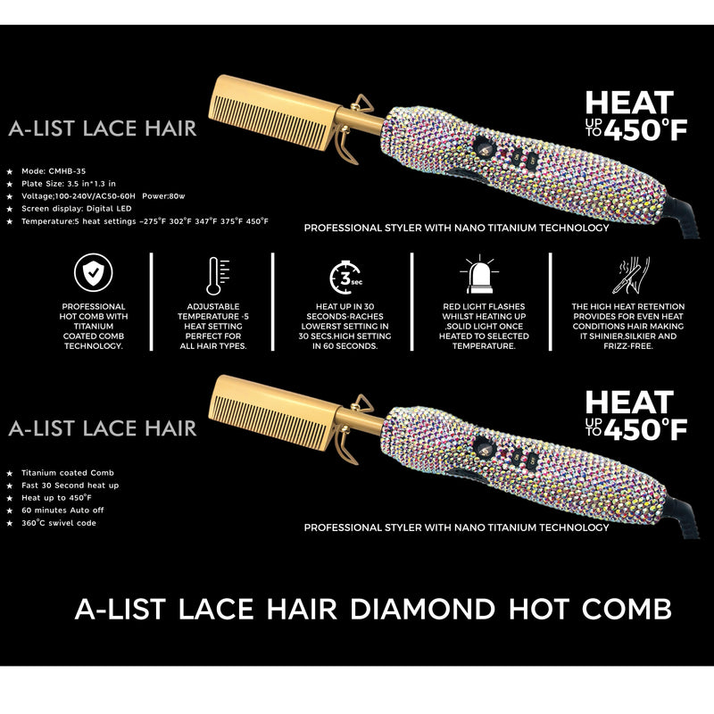 a list lace hair hot comb suitable for all lace front wigs 