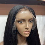 Kinky straight wig with afro edges. Glueless lace wig.