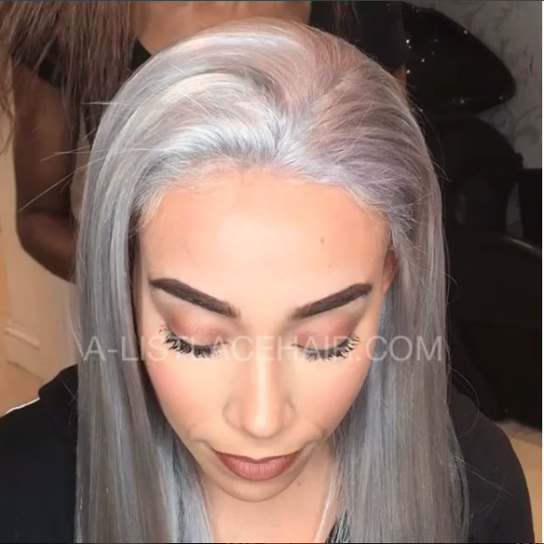 The LAILA - Icy Silver Glueless Full Lace Wig Straight