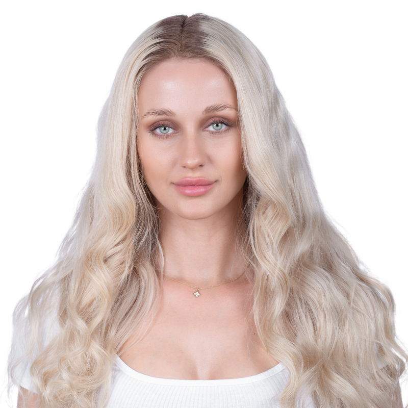 The GISELLE - Blonde Glueless Frontal Lace Wig Body Wave w/Roots
