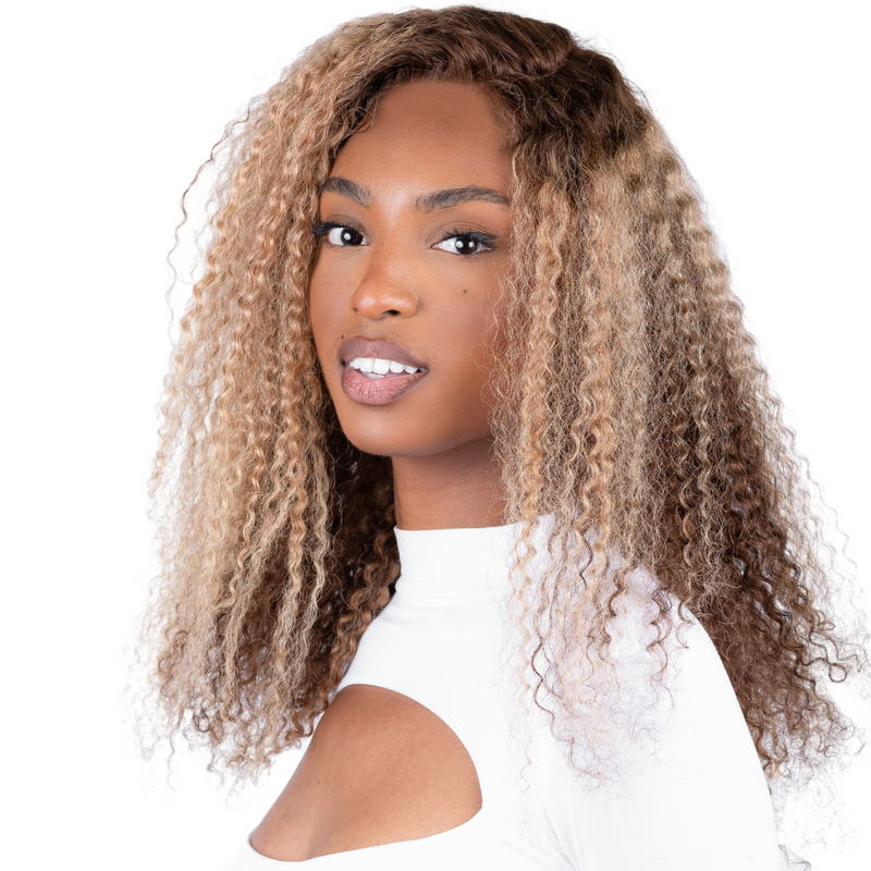 The YONCE - Blonde Brown Glueless Lace Wig - Curly
